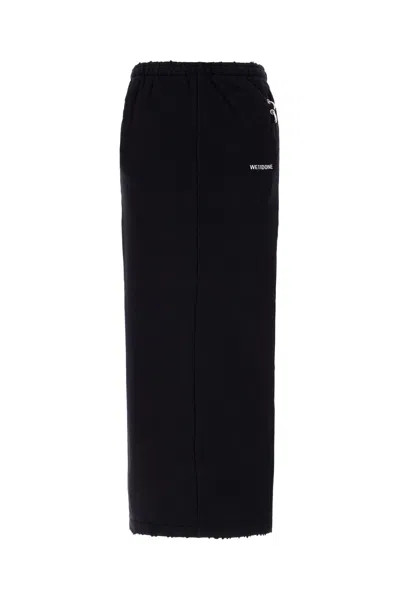 We11 Done Black Cotton Midi Skirt