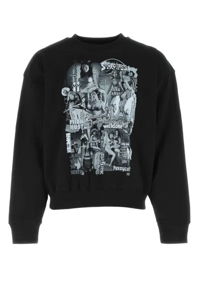 WE11 DONE BLACK COTTON OVERSIZE SWEATSHIRT