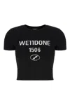 We11 Done Crew Neck Cropped T-shirt With Graphic Print In Black
