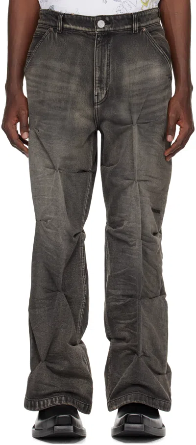 We11 Done Black Crinkled Jeans