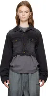 We11 Done Black Cropped Denim Jacket In Black