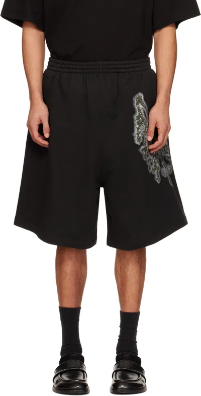 We11 Done Black Cross Chain Shorts