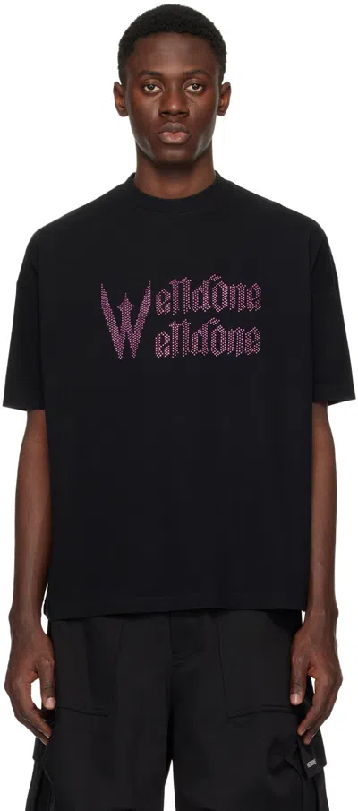 We11 Done Black Crystal-cut T-shirt