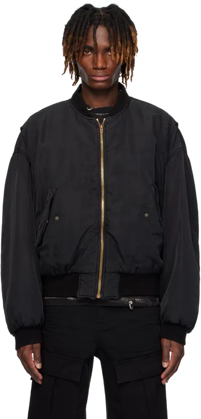We11 Done Black Curved Bomber Jacket