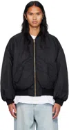 WE11 DONE BLACK DESTROYED BOMBER JACKET