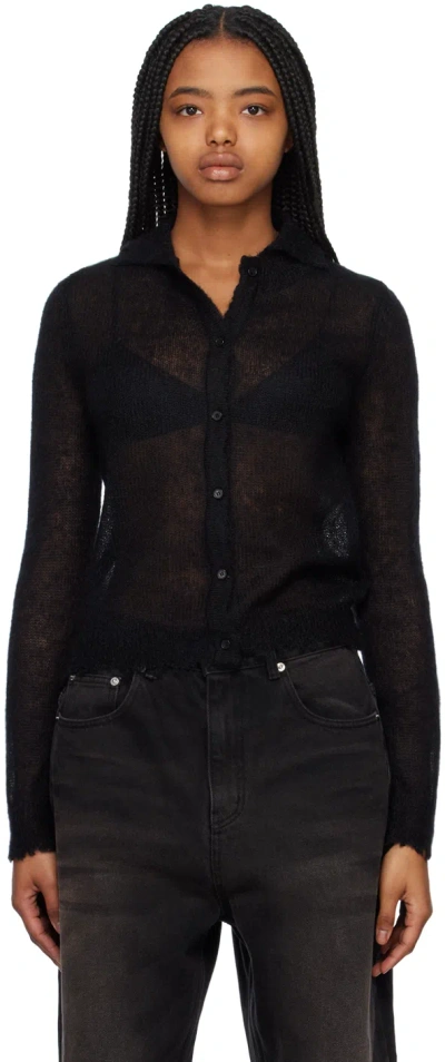 We11 Done Black Destroyed Cardigan