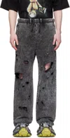 We11 Done Destroyed Jersey Sweatpants In Black