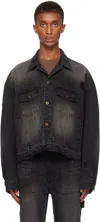 We11 Done Black Distressed Denim Jacket In Black