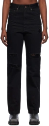 We11 Done Black Distressed Jeans In Black
