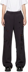 We11 Done Black Distressed Sweatpants In Black