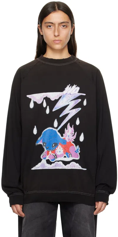 We11 Done Black Distressed Sweatshirt