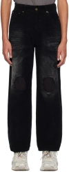 We11 Done Black Distressed Trousers In Black