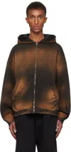 We11 Done Black Distressed Zip-up Hoodie In Black
