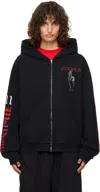 We11 Done Black 'elleven' Zip-up Hoodie In Black