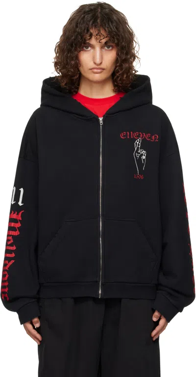 We11 Done Black 'elleven' Zip-up Hoodie