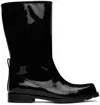 We11 Done Black Enamel Combat Boots In Black