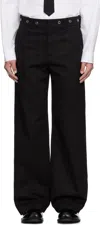 We11 Done Black Eyelet Detailed Trousers In Black