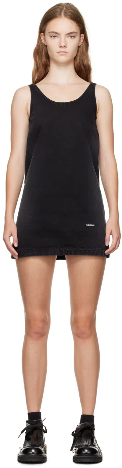 WE11 DONE BLACK FADED DENIM MINIDRESS