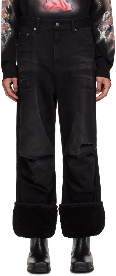 We11 Done Black Faded Jeans