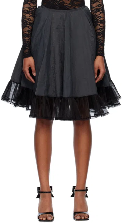 We11 Done Black Flared Midi Skirt