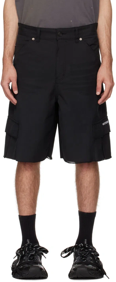 We11 Done Black Frayed Cargo Shorts