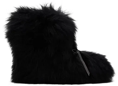 We11 Done Black Fur Moccasin Boots