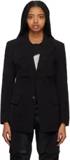 We11 Done Black Gathered Blazer In Black