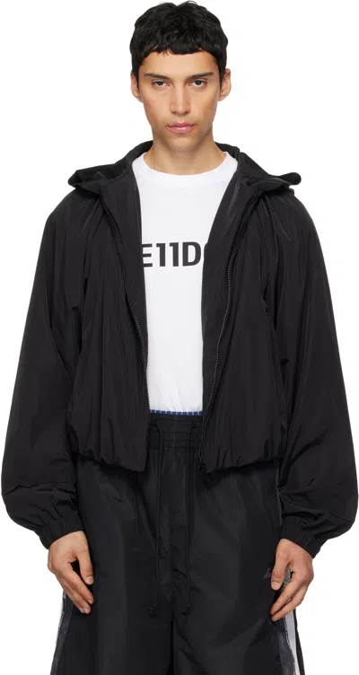 We11 Done Black Gathered Neck Hoodie Jacket