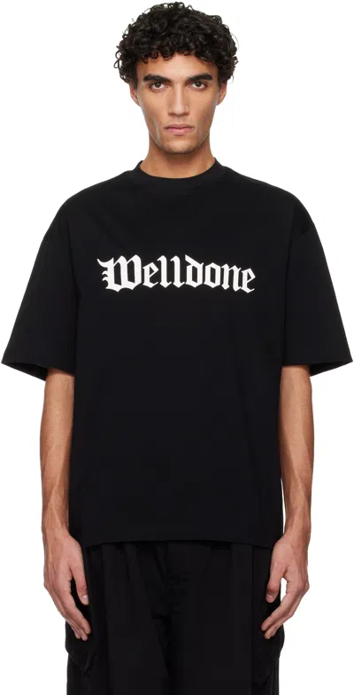 We11 Done Black Gothic Logo T-shirt