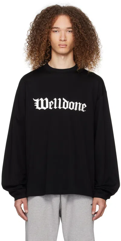 We11 Done Black Gothic Long Sleeve T-shirt