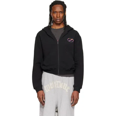 We11 Done Black Gradient Logo Zip-up Hoodie