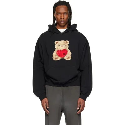 We11 Done Black Heart Teddy Hoodie