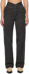 We11 Done Black Heart Work Trousers In Black
