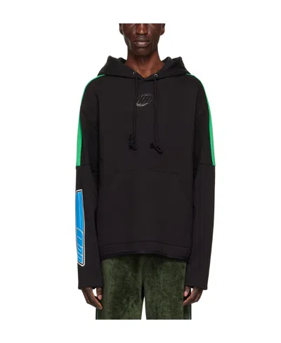 WE11 DONE BLACK HOODED HOODIE