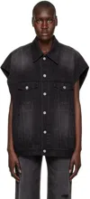 We11 Done Black Horror Movie Denim Vest In Black