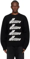 We11 Done Black Logo Pile Knit Sweater In Black