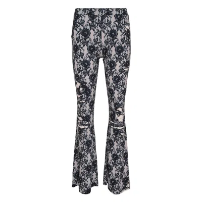 We11 Done Black Lace Printed Flare Pants