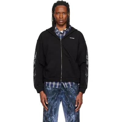 We11 Done Black Lace 'we11done' Zip-up Hoodie