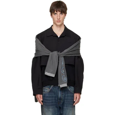We11 Done Black Layered Blouson Jacket