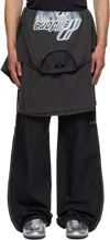 We11 Done Black Layered Track Pants In Black