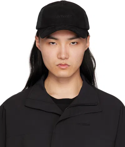 We11 Done Black Logo Embroidery Suede Cap