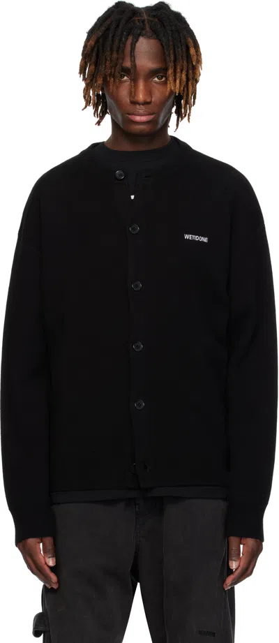 We11 Done Black Logo Knit Cardigan
