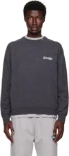 We11 Done Black Logo Knit Pullover Sweater In Gray