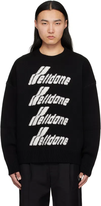 We11 Done Black Logo Pile Knit Sweater