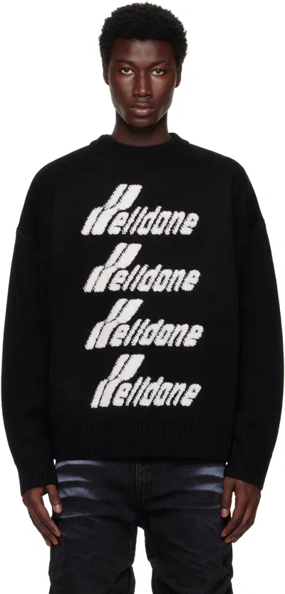 We11 Done Black Logo Pile Knit Sweater