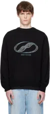 We11 Done Black Logo Rhinestone Knit Pullover Sweater In Black