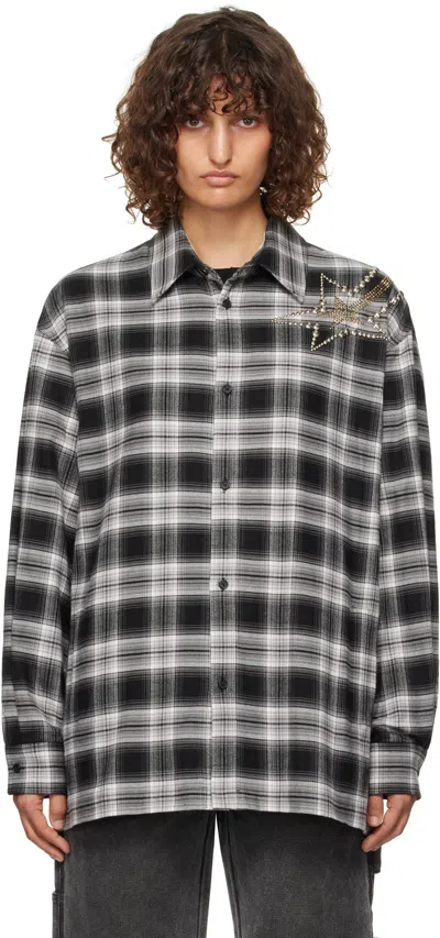 We11 Done Black Meteor Check Shirt