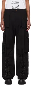 WE11 DONE BLACK MILITARY CARGO PANTS