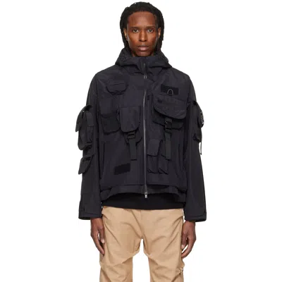 We11 Done Black Military Shell Jacket In Blue