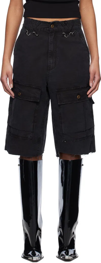 We11 Done Black Military Vintage Shorts